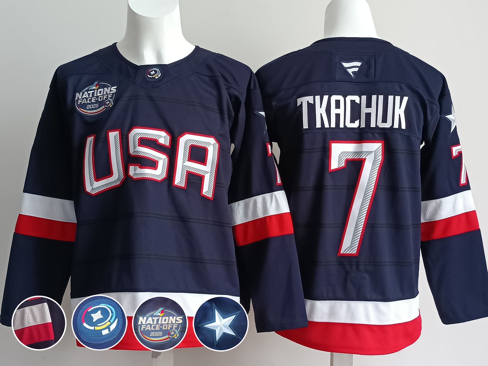 Men USA #7 Tkachuk Dark Blue 2025 Fanatics Home Premium NHL Jersey